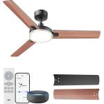 DREO Smart Ceiling Fan with Light, 132cm, 12 Speeds & 3 Modes, Continuous Color Temperature, Dimmable LED, 1-12 Hour Timer, Quiet DC Motor, App & Alexa Control, Wall Switch, Black - DR-HCF004S (DR-HCF004S)