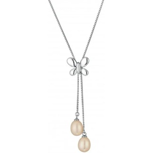 Swan Сребърно колие със сладководни бели перли CAA040 Swan