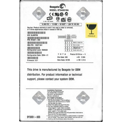 Seagate 40GB PATA IDE/ATA 3,5", ST340015A