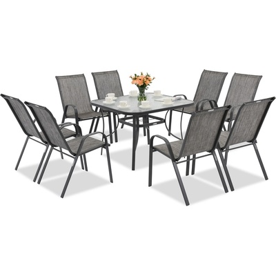 Garden Point Комплект градински мебели за 8 души от сив метал Modena с квадратна маса Garden Point (GAP1081-8)