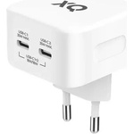  Захранване за ел. мрежа с 2xUSB-C изходи и технология за бързо зареждане - Freenet by Xqisit GAN Duos Wall Charger 35W PD (бял) (54268)