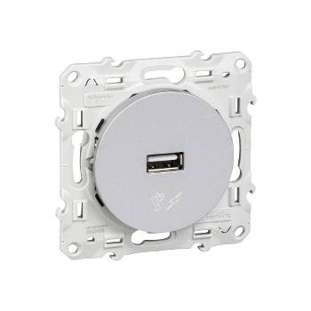 Schneider Electric SE Розетка USB за зареждане тип A 1A 5W цвят Алуминий Odace /до изчерпване/ - S530408 (S530408)