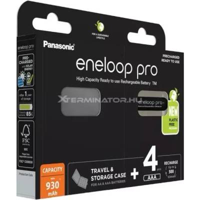Panasonic Eneloop PRO AAA 930 mAh, 4 броя презареждаеми батерии + кутия (BK-4HCDEC4BE) (BK-4HCDEC4BE)