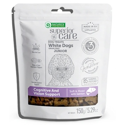 AKVATERA Nature's Protection DOG - Superior Care White Dogs Junior Sensitive Care with Salmon, лакомство за бели кучета със сьомга - за добро храносмилане 150 гр, Литва