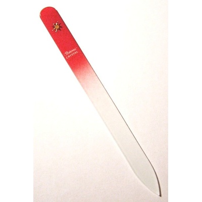 Bohemia Crystal pilník na nechty sklenený s potiskom 140 mm červený