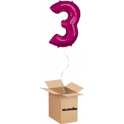 HeliumKing Balónový box Narodeninové číslo 3 ružový 86 cm