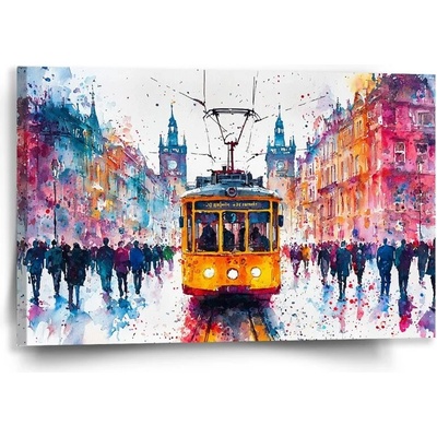 Sablio Obraz Žltá električka Paint - 60x40 cm