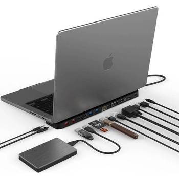 ADAM elements 13in1 CASA HUB Pro Max USB-C Docking Station 100W PD - мултифункционален хъб за свързване на допълнителна периферия за Macbook и USB-C устройства (черен)