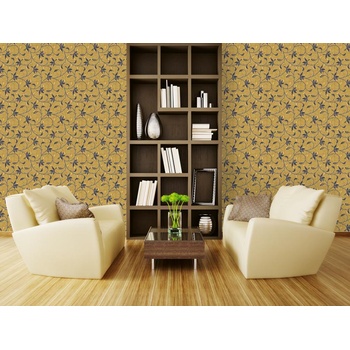 DIMEX ART s. r. o Луксозна флизелинова тапета златисто-черни естествени орнаменти