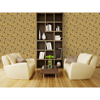 DIMEX ART Луксозна флизелинова тапета златисто-черни естествени орнаменти