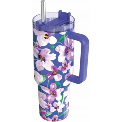 Quokka Stream Termohrnek z nerezové oceli s brčkem 1200 ml květinový soumrak