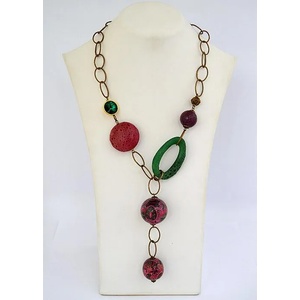 Dannyra Колие Индия с мъниста, кожени елементи, кристал Swarovski Dannyra Jewels