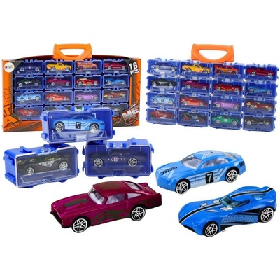 Lean Toys Sada autíček s pružinami v kovovém kufříku, 16 kusů