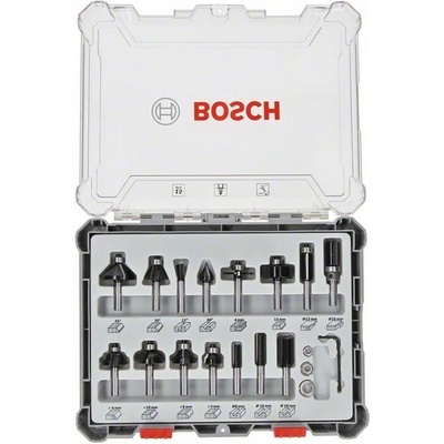 Bosch Smíšená sada tvarových fréz s vřetenem Ø 6 mm, 15 ks, smíšené 2607017471