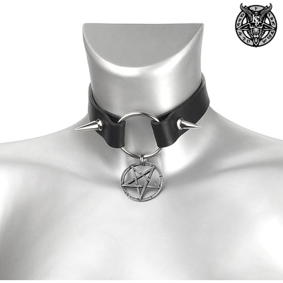 Leather & steel fashion яка pentagram spikes - lsf9 84