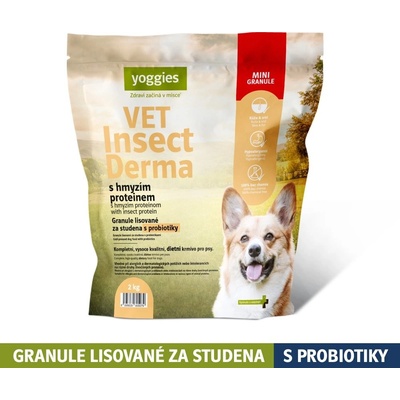 Yoggies VET Insect Derma s hmyzím proteinem minigranule lisované za studena s probiotiky 2 kg