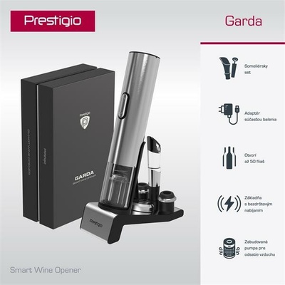 Elektrický otvírák na víno "GARDA", stříbrný, Prestigio