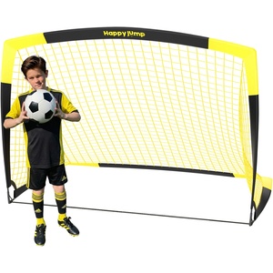 Happy Jump Pop-Up Football Goal - 152x110 cm, 1 Goal, Black Yellow | Foldable Fiberglass Goal for Kids & Adults | Ideal for gardens and parks - A220222BQ1 (A220222BQ1)