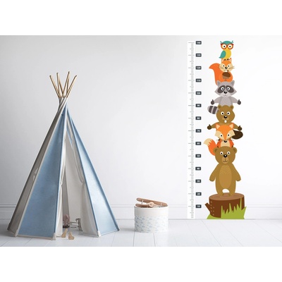 Nalepte.cz Detský meter so zvieratkami textilní prelepiteľná nálepka na stenu 47 x 141 cm
