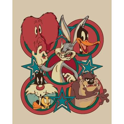 ZUTY Malování podle čísel LOONEY TUNES RETRO PLAKÁT II Rozměr 40 x 50 cm Rámování vypnuté plátno na rám