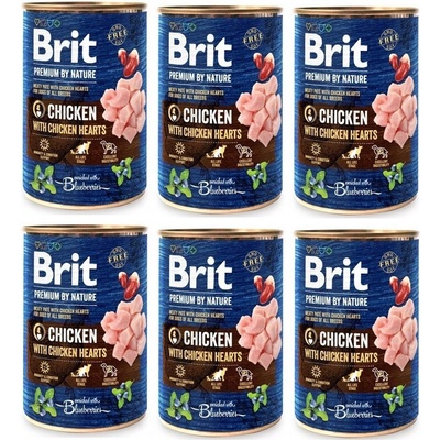 Brit Premium by Nature Kuracie mäso s kuracími srdiečkami 6 x 400 g
