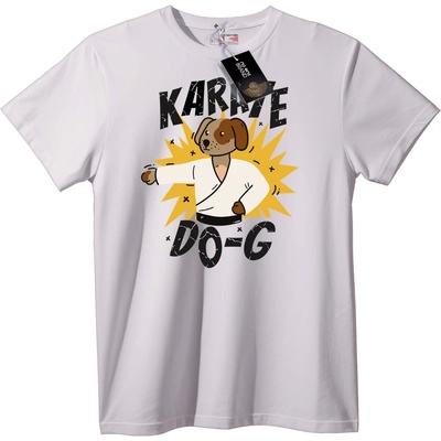 NOONEBRAND Тениска Куче бойни изкуства - L, White