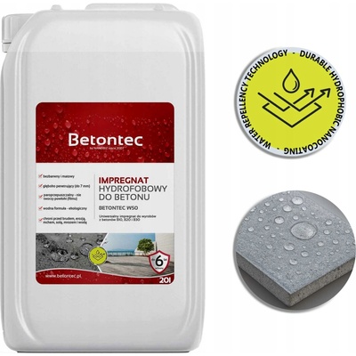 BETONTEC W50 vodní hydrofobní impregnace na betonu 20L = 140m2 - 6letá ochrana