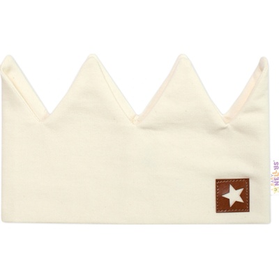 Dvojvrstvová čelenka Baby Nellys Hand Made bavlna Korunka STAR smotanová