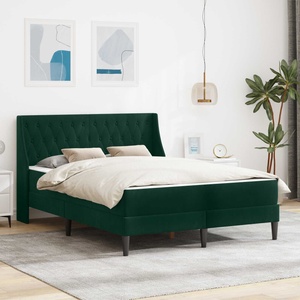 vidaXL Рамка за легло с матрак Тъмен зелен 120 x 190 cm Кадифе (3414785)