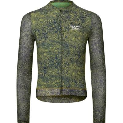 Pas Normal Studios Essential Light Long Sleeve Jersey AOP Grain Dark Lime