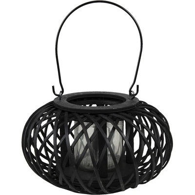 Černá dřevěná závěsná lucerna Bamboo – 23x12 cm