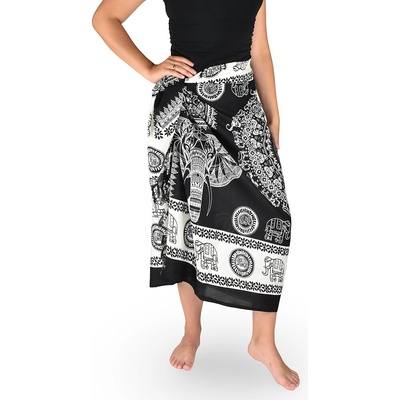 Thajsko Sarong Pareo BUN hlava slona čierny