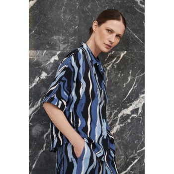 Moodo Щампована риза с къси ръкави синя Moodo Moodo | Bezhov | ЖЕНИ | XXL