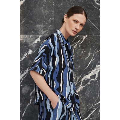 Moodo Щампована риза с къси ръкави синя Moodo Moodo | Bezhov | ЖЕНИ | XXL