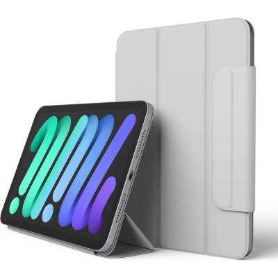elago Smart Folio Clasp Case - магнитен полиуретанов кейс с поставка за iPad mini 6 (2021) (сив)