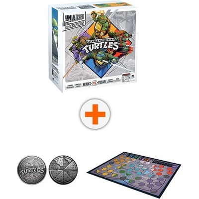 IELLO Комплект настолна игра Unmatched Adventures: Teenage Mutant Ninja Turtles с промо монета и подложка (BNDL0004637N)