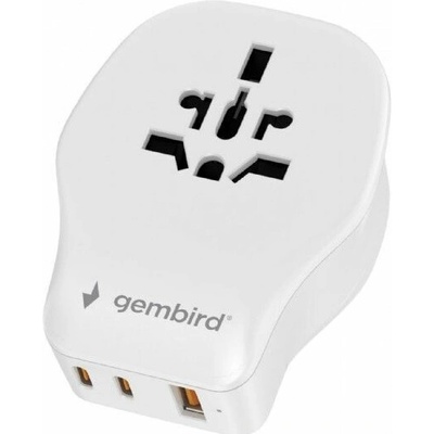 Gembird Univerzálny cestovný napájací adaptér 20 W, biely, TPA-1A2C20-02-W