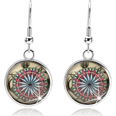 Šperky eshop cabochon vypouklé sklo květ z barevných geometrických útvarů SP68.28