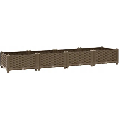 VidaXL Květináč plast béžový černý šedý 23 x 160 x 23 cm