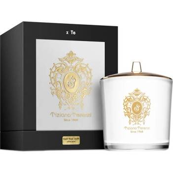 Tiziana Terenzi Gold Rose Oudh White Glass Candle ароматна свещ с дървен фитил унисекс 500 гр