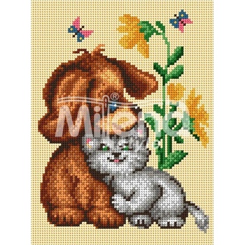 Image 1 of Milena Style Кученце и котенце - гоблен с щампа без конци