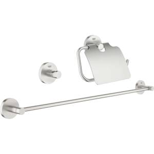 GROHE Essentials - Комплект аксесоари за баня 3 в 1, Supersteel 40775DC1 (40775DC1)
