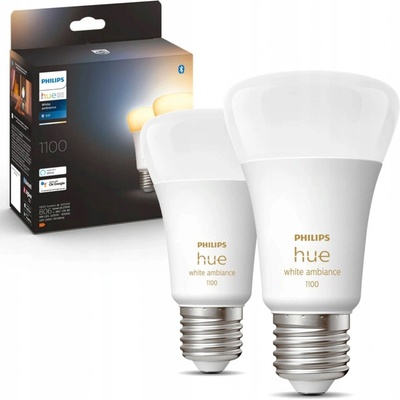 Philips Hue 8719514291256 LED žiarovky 2x8W E27 1100lm 2200-6500K set, White Ambience, stmievateľné, Bluetooth
