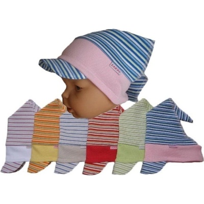 Pruhovaná šátková čepice Sando béžová