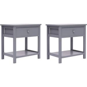 vidaXL Нощни шкафчета, 2 бр, сиви, 40x29x42 см, дърво от пауловния (284051)