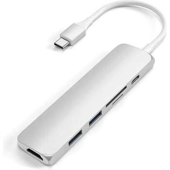 Satechi USB-C Multiport Adapter V2 - мултифункционален хъб за свързване на допълнителна периферия за компютри с USB-C (сребрист)