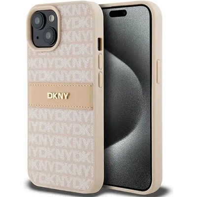 DKNY Кейс DKNY Leather Mono Stripe & Metal Logo за iPhone 15 Plus / 14 Plus, розов (3666339260682)