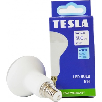 Tesla LED žárovka Reflektor R50, E14, 5W, 230V, 500lm, 25 000h, 6500K studená bílá, 180st