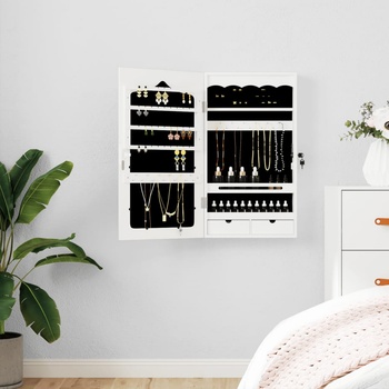 Image 1 of vidaXL Огледален шкаф за бижута, стенен монтаж, бял, 37, 5x10x67 см (353220)