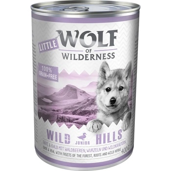 Wolf of Wilderness - Little Wolf of Wilderness 6 x 400 г: Wild Hills Junior патица и телешко
